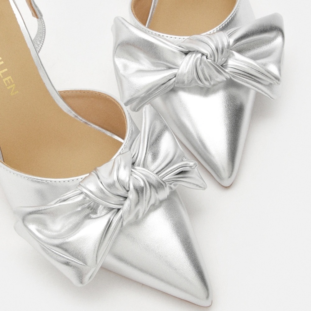 KarenMillen Metallic Pu Extreme Bow Slingback Court Heel - Picture 3 of 5
